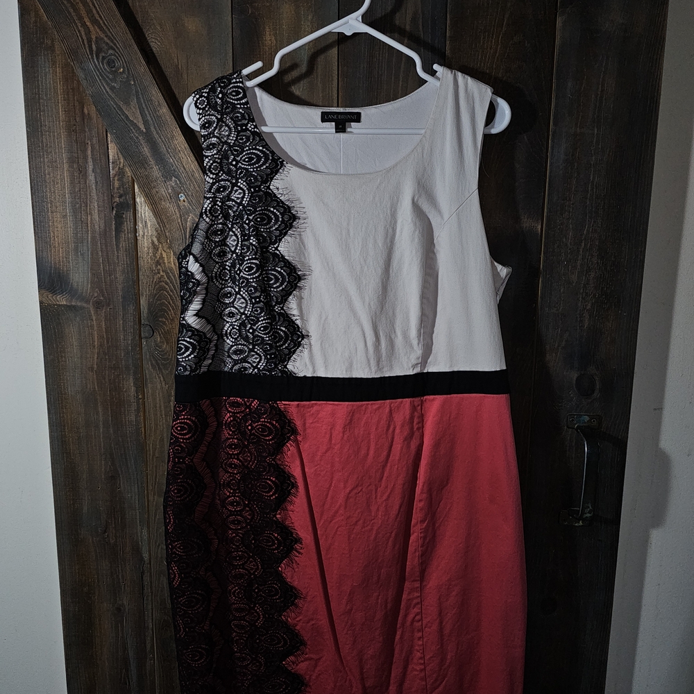 Lane Bryant Black and Pink Lace Midi Dress